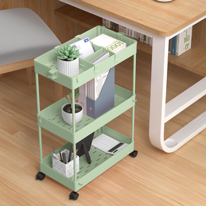 Multi-Functional Heavy Duty Movable <b>Plastic</b> Handcart Wheels Storage <b>Racks</b> for Home Kitchen Use Space-Saving Design - Product Image 5