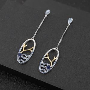 C8124 Abiding Factory Naturel Bleu Gemme Ovale Boucles D'oreilles Plaqué Or Bijoux Pave CZ 925 Sterling Silver Boucles D'oreilles Pour Femmes - Product Image 5