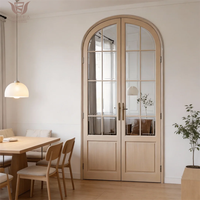 Porte intérieure double en chêne blanc de style français, aux normes européennes, avec arche en verre, isolation phonique, design moderne, pour salon et hôtel