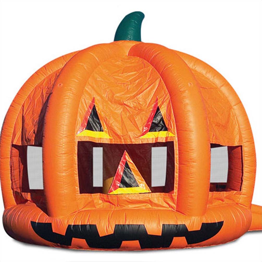 15' Dia. Halloween inflatable bounce house as scary pumpkin for kids outdoor parties