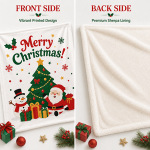 <span class=keywords><strong>Manta</strong></span> de Franela Personalizada de 280 g/m², MOQ 1, <span class=keywords><strong>Manta</strong></span> de Lana con Diseño Navideño de Santa Claus y Muñeco de Nieve para Dropshipping, Regalo Navideño - Product Image 4