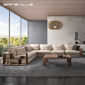 Ghế sofa hiện đại với cánh tay gỗ ý tối giản phòng khách sofa đặt thoải mái góc sofa - Product Image 1