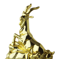 Sculpture d'animal en métal doré, statue d'opale plaqué or, ornement, décoration de maison, vente directe d'usine,