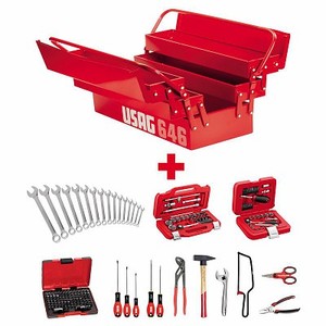 Caja de Herramientas Usag 646/5L de Acero Pintado con Cerradura, 2 Compartimentos, Capacidad de 30l, con Bandeja, 565x240x220mm - Product Image 1