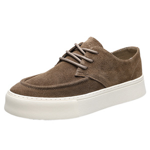 Coffee Suede Lace Up Shoes Thick Platform Sneakers Soft <b>Matte</b> Suede Upper Matching Fabric Laces Suitable for outdoor activities - Product Image 4