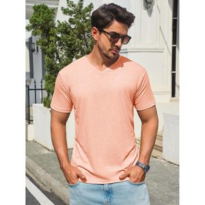 2025 <b>Men's</b> Casual Classic T-<b>Shirt</b> V-Neck Short Sleeve Summer Stretchy Lightweight 280 Grams Fabric Regular Fit Compressed - Product Image 1