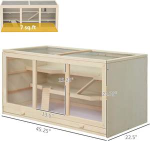 Cage à hamster en bois extra large, cage à rats à 3 étages avec toit ouvrant, fenêtre en PVC, <span class=keywords><strong>habitat</strong></span> pour petits animaux pour gerbilles nains - Product Image 6