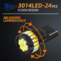 Ampoules LED T10 pour éclairage automobile 168 194, éclairage de plaque d'immatriculation, 12-24V 3014 24SMD, pièces de rechange automobiles