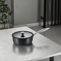 Poêle à frire profonde de 26 cm avec couvercle en verre Design moderne Céramique antiadhésive Métal Home Cooking Induction Cooker Shine Black Kitchen Pot