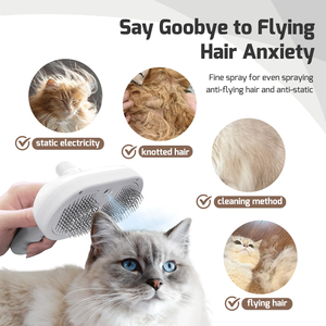 <b>Dog</b> & Cat <b>Grooming</b> Steam Brush Spray Rechargeable Portable Plastic Self-Cleaning <b>Tool</b> - Product Image 2