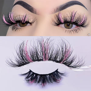 हेलोवीन व्यक्तिगत कस्टम पट्टी चमकदार <span class=keywords><strong>Eyelashes</strong></span> 15mm 20mm 25mm चमक बैंगनी लाल गुलाबी नीले मिंक <span class=keywords><strong>Eyelashes</strong></span> चमक lashes - Product Image 2