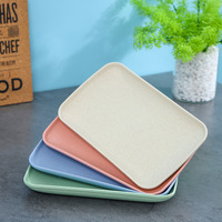 Assiettes à apéritif personnalisées en paille de blé, incassables, 8,3 pouces, rectangulaires, vaisselle en plastique pour pique-nique