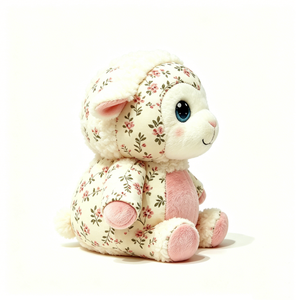 Cordero de peluche personalizado, regordete y redondeado, apto para niños, suave y romántico, con diseño de flor de primavera. - Product Image 2