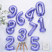 Ballon en aluminium flottant de 32 pouces, couleur caramel, style américain, chiffres bleus, décorations d'anniversaire et de Noël, vente en gros