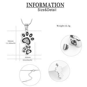 Perhiasan kremasi hewan peliharaan untuk abu untuk anjing/kucing kalung guci cetak kaki ganda untuk Kalung guci abu kenangan - Product Image 2