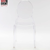 Chaise Sophia translucide bleue en gelée, empilable, assise concave, pour événements et fêtes