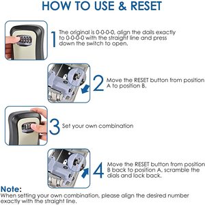 Caja de bloqueo de llave de combinación de <span class=keywords><strong>4</strong></span> dígitos portátil OEM, caja de bloqueo de llave de almacenamiento seguro montada en la pared de material ABS para interiores/exteriores - Product Image 6