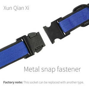 Collier pour chien Pug en nylon épais bleu foncé, personnalisable avec logo OEM, sangle en nylon épaisse, boucle en métal, réglable, polyester, vente en gros - Product Image 5