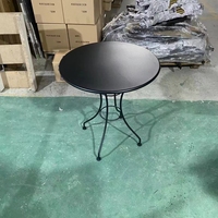 Table basse ronde en acier métallique noir avec revêtement en poudre moderne pour la salle à manger en plein air, meubles de jardin durables