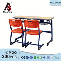 Meubles de classe en gros : Ensemble table et chaises d'étude doubles pour étudiants avec tiroirs, idéal pour l'apprentissage à domicile