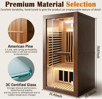 Sauna infrarouge décoratif vintage personnalisé, best-seller, 1 personne, pour la maison, sauna sec en bois spacieux, 1520W, chauffage rapide