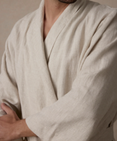 Peignoir en lin de lin européen personnalisé en gros, léger et luxueux, pour femmes, hommes, hôtels et spas
