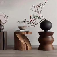 Table console nordique en bois massif, table d'appoint pour canapé, table de chevet, table basse, tabouret bas, avec ornements créatifs sculptés en racine, pour l'intérieur japonais