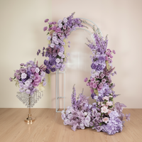 Direkt vom Hersteller: Seiden-Kunstblumen in Lila-Rosa-Farbverlauf für Hochzeiten und Ostern, Tischdekoration, Läufer, Bogen-Arrangement-Set, Foto