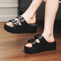 Sandales compensées montantes pour femme, en EVA, imperméables, amortissantes, antidérapantes, hauteur 7 cm, double semelle, pour automne, été, printemps