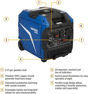 Générateur onduleur bi-carburant 4000W, super silencieux 58dB, 220V/120V, puissance nominale 4000W pour la maison, le camping, les camping-cars et les situations d'urgence - Product Image 2
