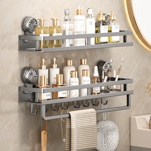 Étagère à épices murale en acier inoxydable avec ventouses, étagère de rangement multifonctionnelle pour cuisine, salle de bain et toilettes - Product Image 2
