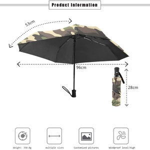 Hot Selling Manual 3 Fold Iron Frame Auto-Open Travel Folding <b>Umbrella</b> Wind Resistant Glass Fiber Ribs Carrying Pouch Custom - Product Image 3