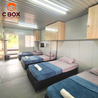 Cbox Maison Conteneur Modulaire Préfabriquée à 2 Étages pour Hôtel, Chambre Quadruple avec Salle de Bain Privative et Quatre Lits, à Assemblage Multi-Modules
