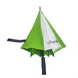 Parapluie de golf vert et blanc avec logo personnalisé, parapluie droit semi-automatique de grande taille pour la promotion de la marque, cadeau résistant au vent fort - Product Image 3