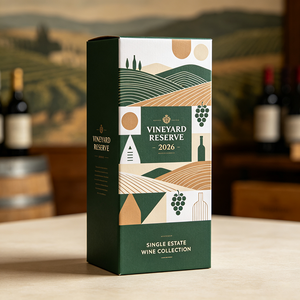 Scatola di Lusso Personalizzata con Stampa a Caldo per Vino da Vigneto, Produzione in 72 Ore, Scatola Biodegradabile in Cartone Ondulato per Bottiglie di Vino - Product Image 1
