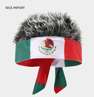 Chapeau drapeau camouflage marron avec perruque, écharpe décorative, étoiles et rayures, coiffe colorée pour fête de famille