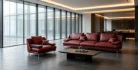 Canapé de direction moderne et minimaliste, canapé en cuir microfibre haut de gamme pour bureau de PDG