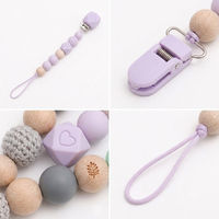 Chaîne de sucette personnalisable en bois et perles de silicone, gravée cœur et feuille, style crochet bohème, attache-tétine de dentition, qualité alimentaire sans BPA