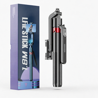 Gimbal Tripod Lipat Anti-Getar dengan Pelacak Wajah AI Cerdas, Panjang 1800mm, Kaki Empat, Tongkat Selfie Lipat, Rotasi 360 Derajat