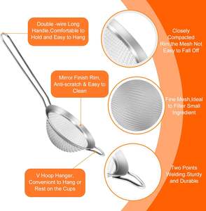 Wholesale <b>Kitchen</b> Utensils Leaky Pots and Filters Set of 3 Fine Mesh Sieve Stainless Steel <b>Strainers</b> Foldable Eco-Friendly - Product Image 2