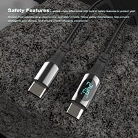 Kabel pengisi daya Cepat USB C 240W, kabel pengisian daya cepat, USB C tembaga murni 4 kaki 12M, dengan tampilan LED untuk iPhone untuk Laptop PD pengisi daya