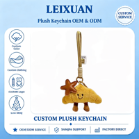 Porte-clés en peluche douce en forme de croissant avec logo personnalisé, jouet en forme de pain rembourré, breloque de sac alimentaire, pendentif étoile en cuir pour décoration de sac à dos