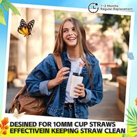 Moioco Bling Rhinestone Butterfly Bow Straw Cover Cap Silicone Dust-Proof Straw Lid Fit 30/40oz Tumbler Reusable Cup Accessories