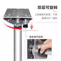 Pied de table double couche en alliage d'aluminium LXRV avec déplacement avant/arrière et rotation à 360 degrés pour camping-car