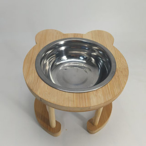 Support de gamelle pour chat en bambou, surélevé, antidérapant, double distributeur pour chats, plat à nourriture pour animaux de compagnie - Product Image 4
