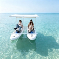 Bateau à pédales gonflable commercial personnalisé pour 2 adultes avec auvent pare-soleil pour l'extérieur, la mer et les rivières
