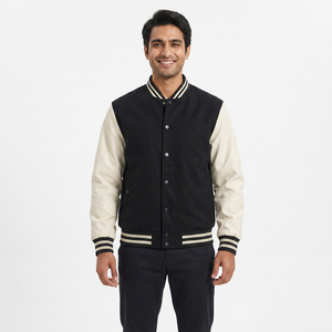 Vente en gros 100% coton Veste universitaire pour hommes Patchwork Col montant Manteau de baseball CollegeBaseballjacket pour hommes - Product Image 1