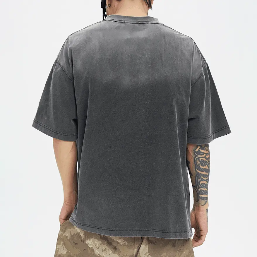 Özel erkek tişörtleri ekip boyun ağır boş T shirt streetwear boy asit su yıkanmış sıkıntılı tişörtleri erkekler için