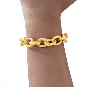 Pulsera de Acero Inoxidable con Cadena Cruzada Redonda Estilo Europeo Americano, Chapada en Oro, para Mujer, Joyería de Moda Primavera 2025 - Product Image 1