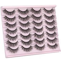 Faux cils 14 mm en vison synthétique 3D, aspect naturel, effet œil de chat, légers, faits à la main, bande en coton, lot de 14 paires par Isabella